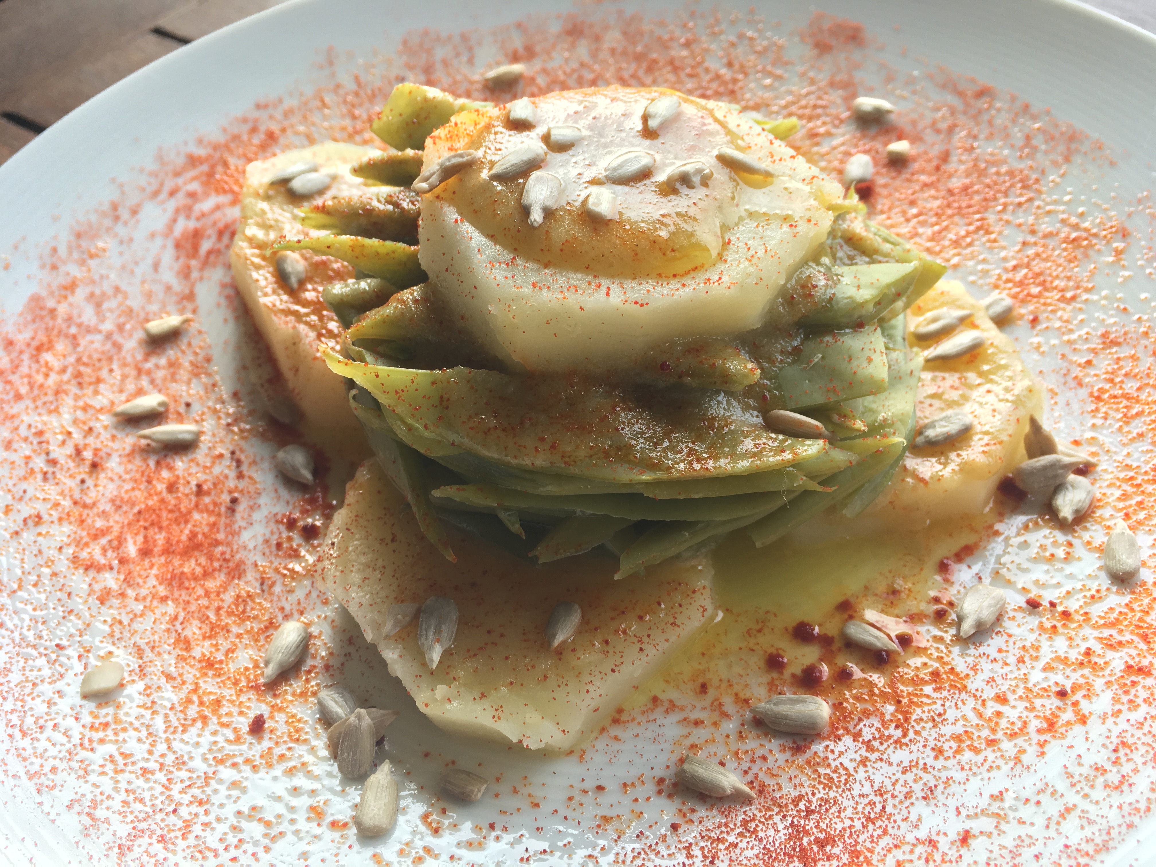 JUDÍAS VERDES CON PATATAS AL ALIOLI DE PIPAS